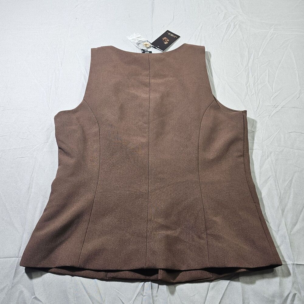 NWT Sincerely Jules tailored button-front vest in a rich brown color - Picture 5 of 7